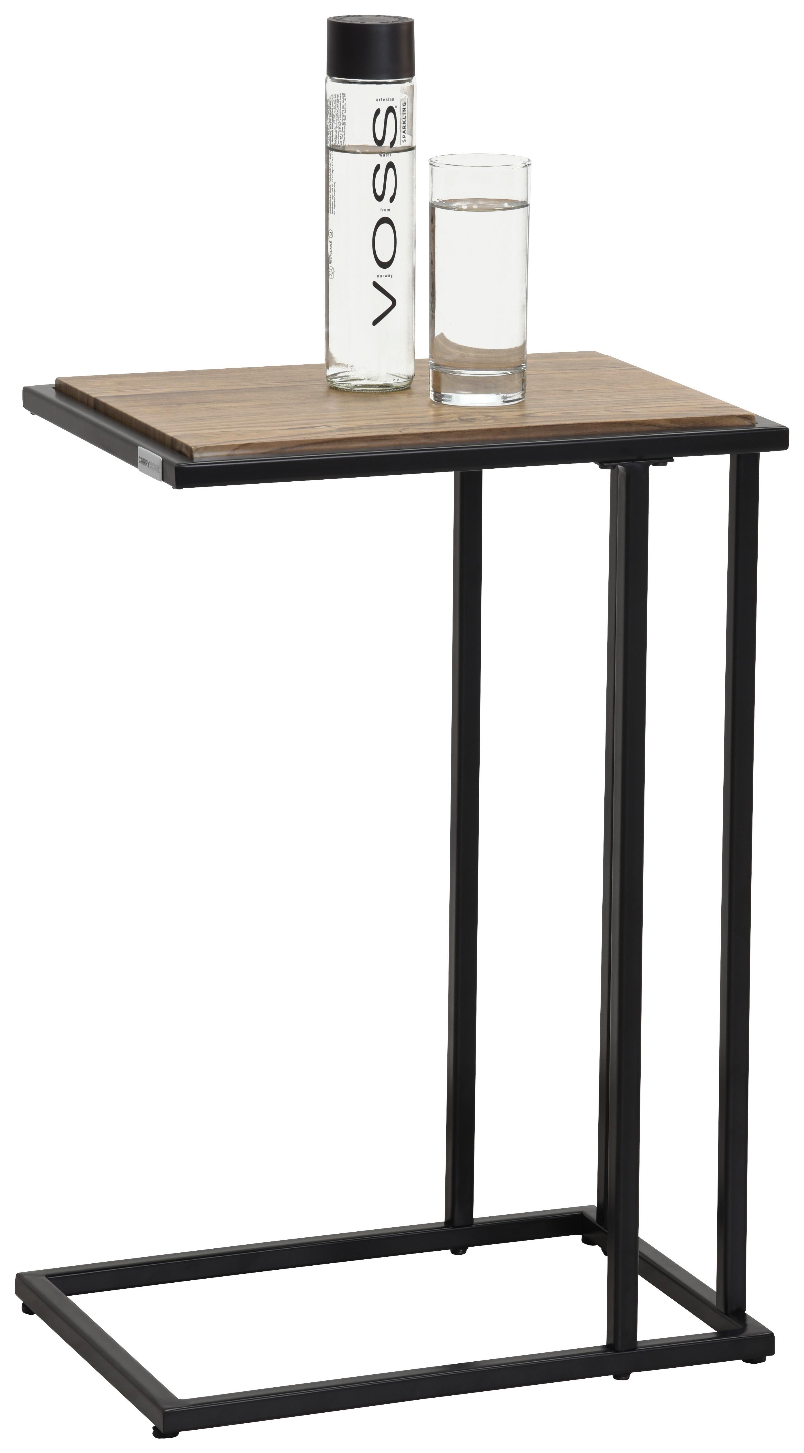 STOLIK BOCZNY PROMO - kolor dębowy/czarny, Design, materiał drewnopochodny/metal (40/30/60cm) - Carryhome