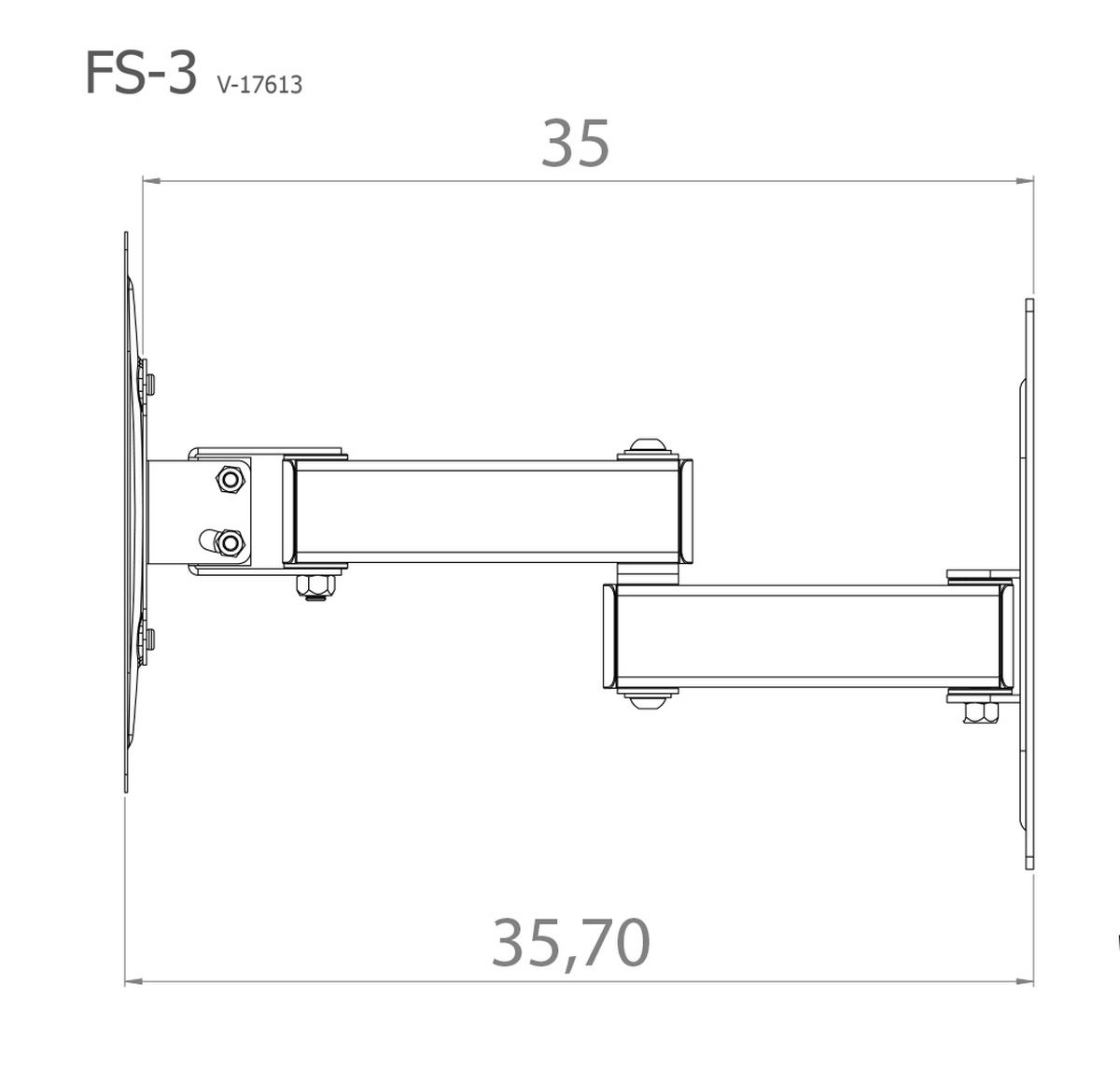 TV-Wandhalter FS 3 ca. 22x28 cm Silber - Silberfarben, KONVENTIONELL, Metall (21,9/28/9,6-35,7cm) - MID.YOU