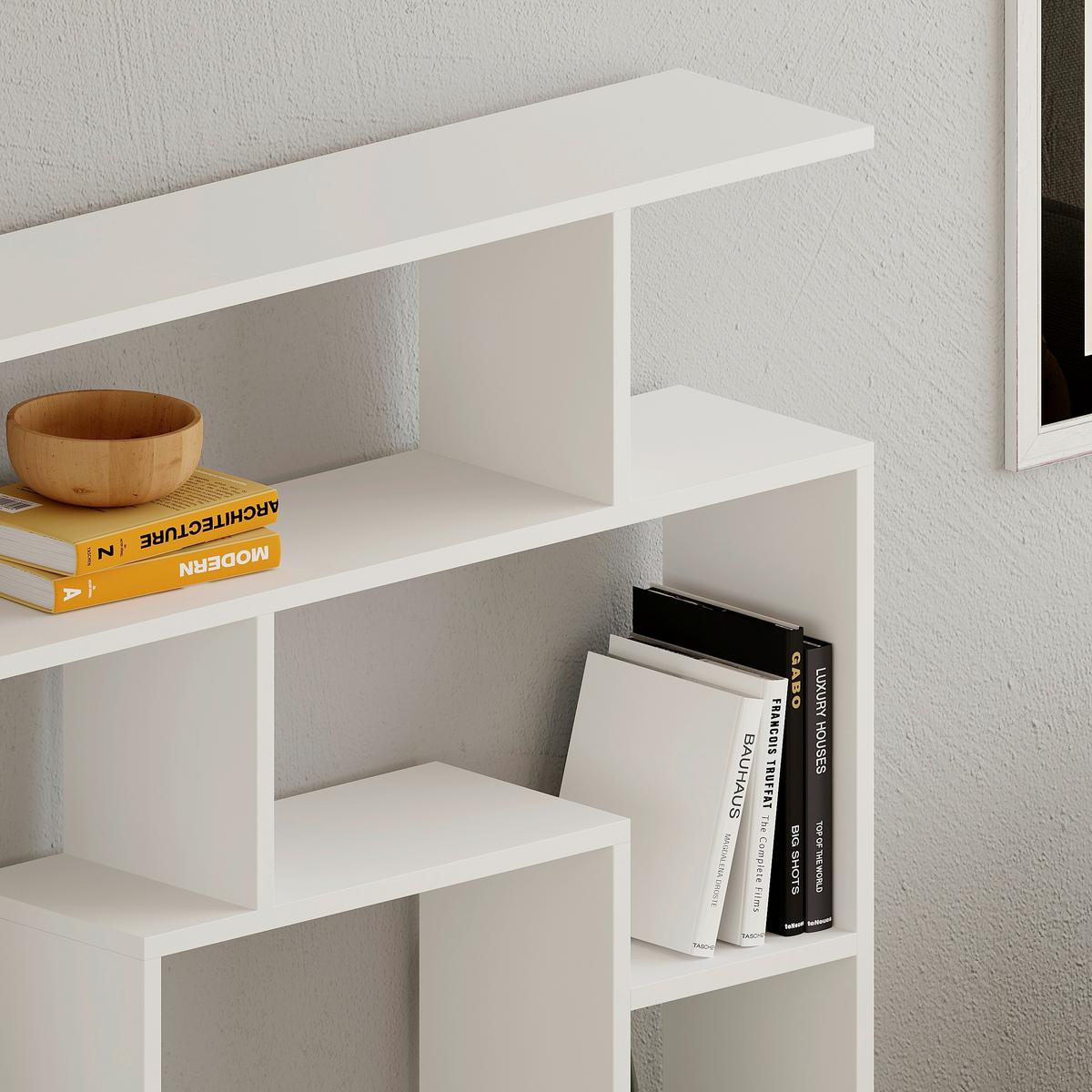 Bücherregal Labirent ca. 125x129x22 cm Weiß - Weiß, Design, Holzwerkstoff (125/129/22cm) - Livetastic