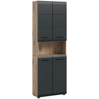 HOCHSCHRANK ICE - Eiche dunkel/Schwarz, Basics, Holzwerkstoff/Kunststoff (60/185/30cm) - MID.YOU