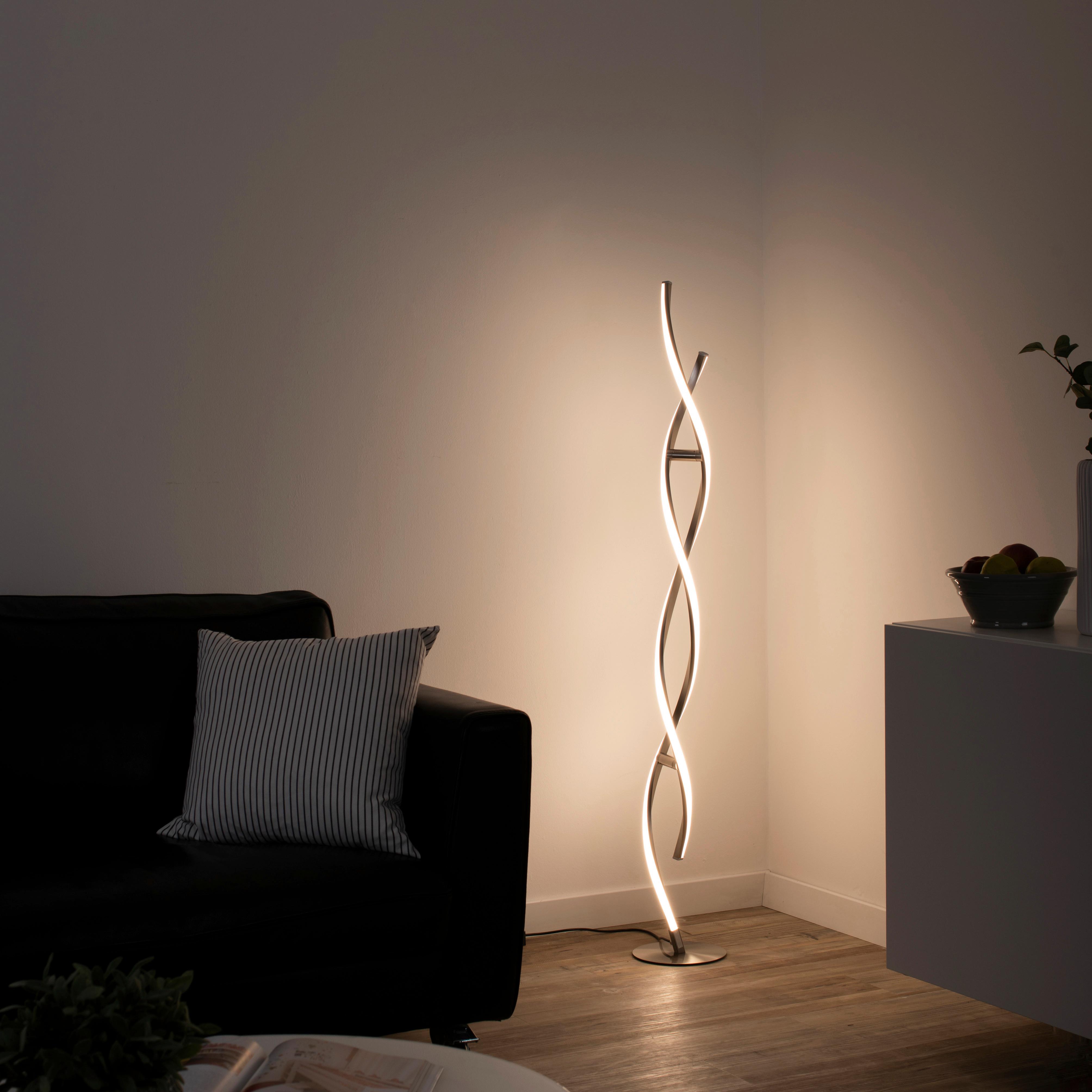 LED-Stehleuchte Swing in Silberfarben max. 9 Watt - Silberfarben, MODERN, Kunststoff/Metall (20/20/140cm)