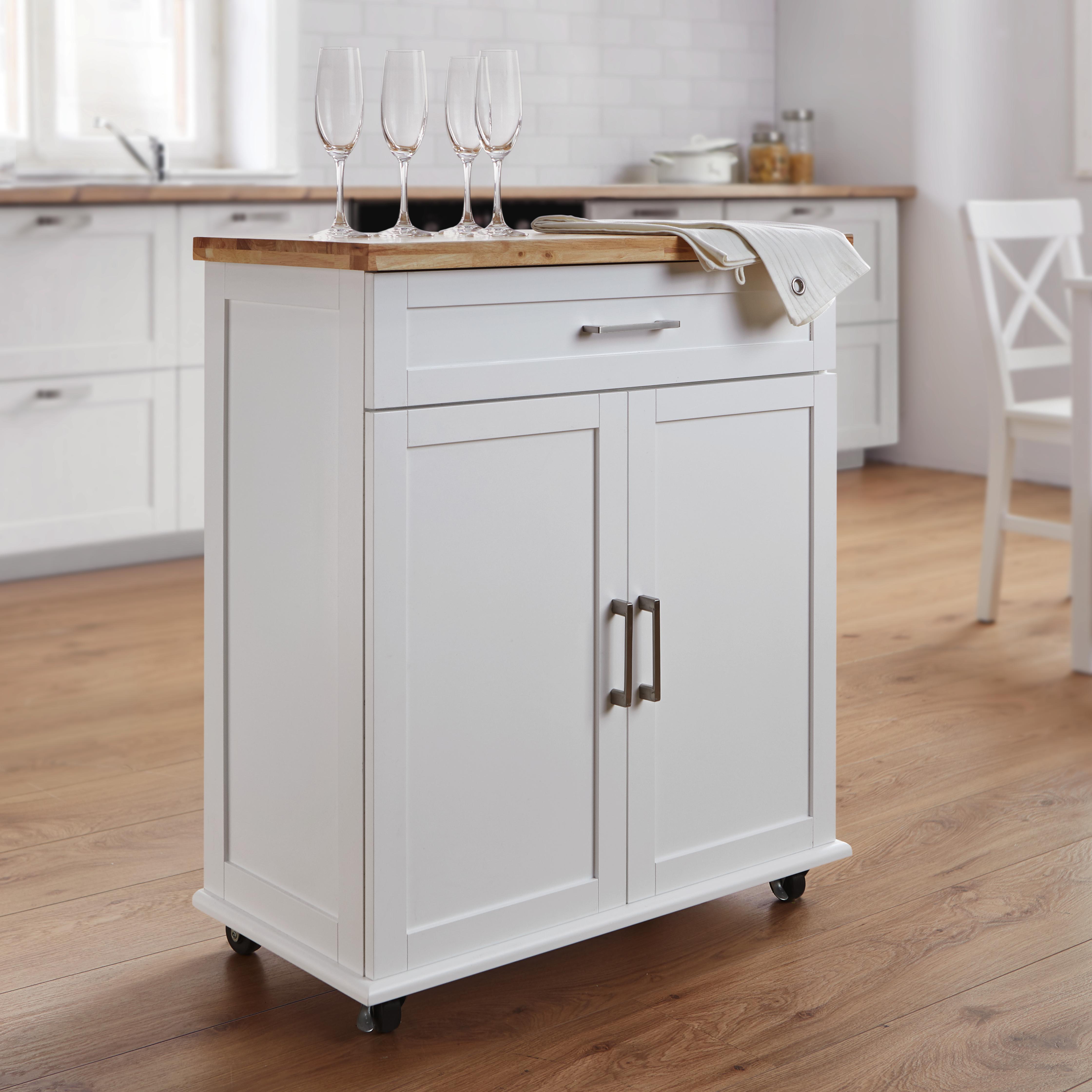 Servierwagen in Weiß/Eichefarben 'Neo' - Eichefarben/Weiß, MODERN (70/85/35cm) - Bessagi Home