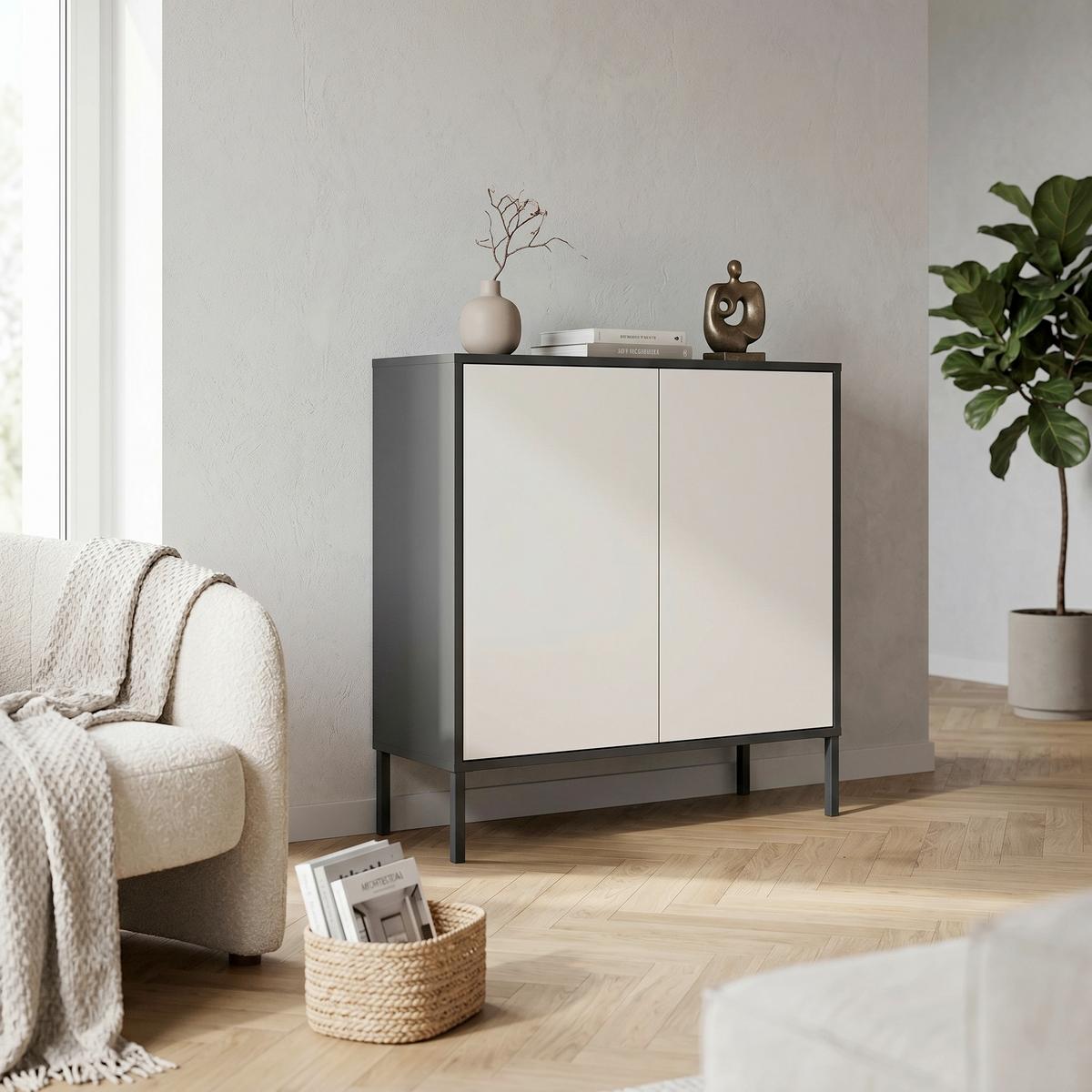 Kommode Mailand Typ 4 Anthrazit/Weiß - Anthrazit/Weiß, MODERN, Holzwerkstoff/Metall (79/86/33cm) - MID.YOU