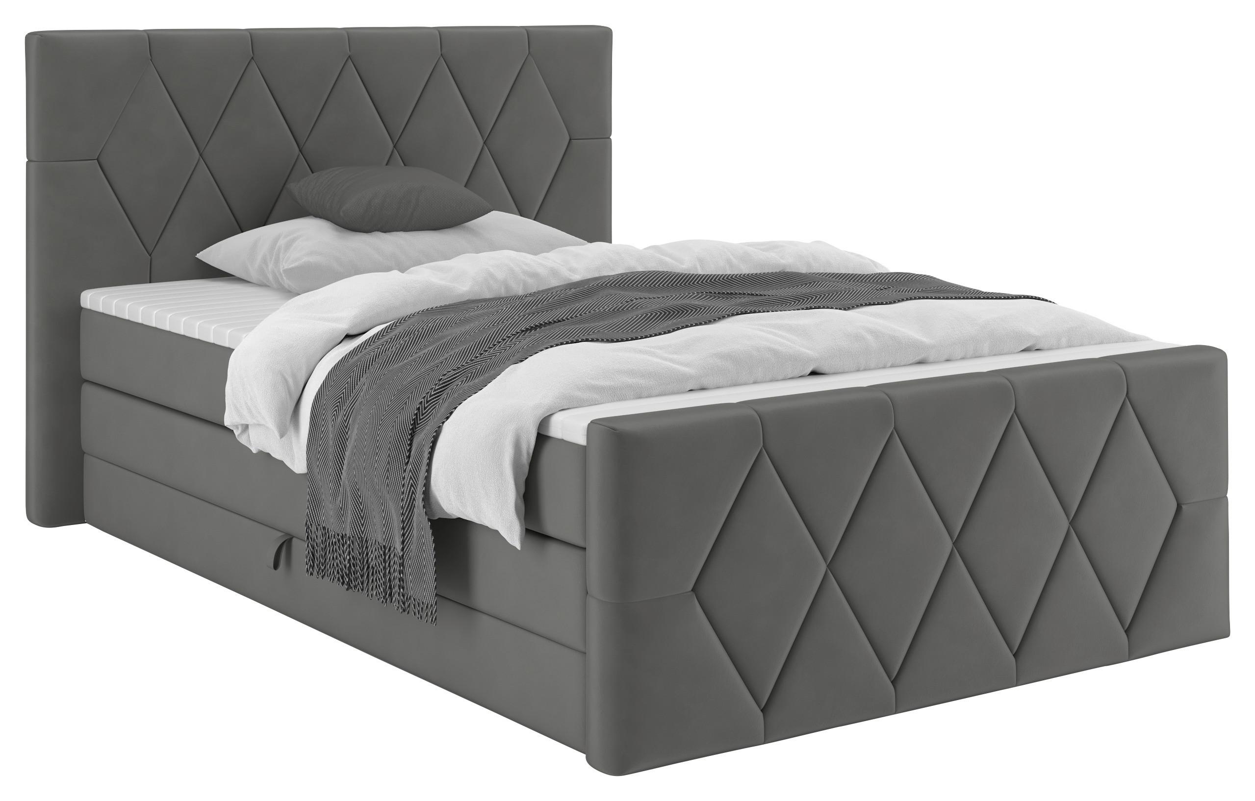 Boxspringbett Josie B Graphitfarben ca. 140x200cm - Graphitfarben/Schwarz, KONVENTIONELL, Holz/Holzwerkstoff (140/200cm) - Mömax