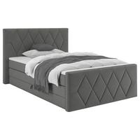 Boxspringbett Josie B Graphitfarben ca. 140x200cm - Graphitfarben/Schwarz, KONVENTIONELL, Holz/Holzwerkstoff (140/200cm) - Mömax