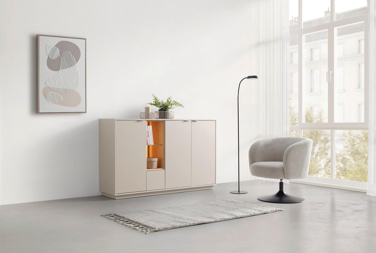 Sideboard Velasca Eichefarben/Kaschmir - Kaschmir/Eichefarben, MODERN, Glas/Holzwerkstoff (158,6/95,4/40cm) - Premium Living