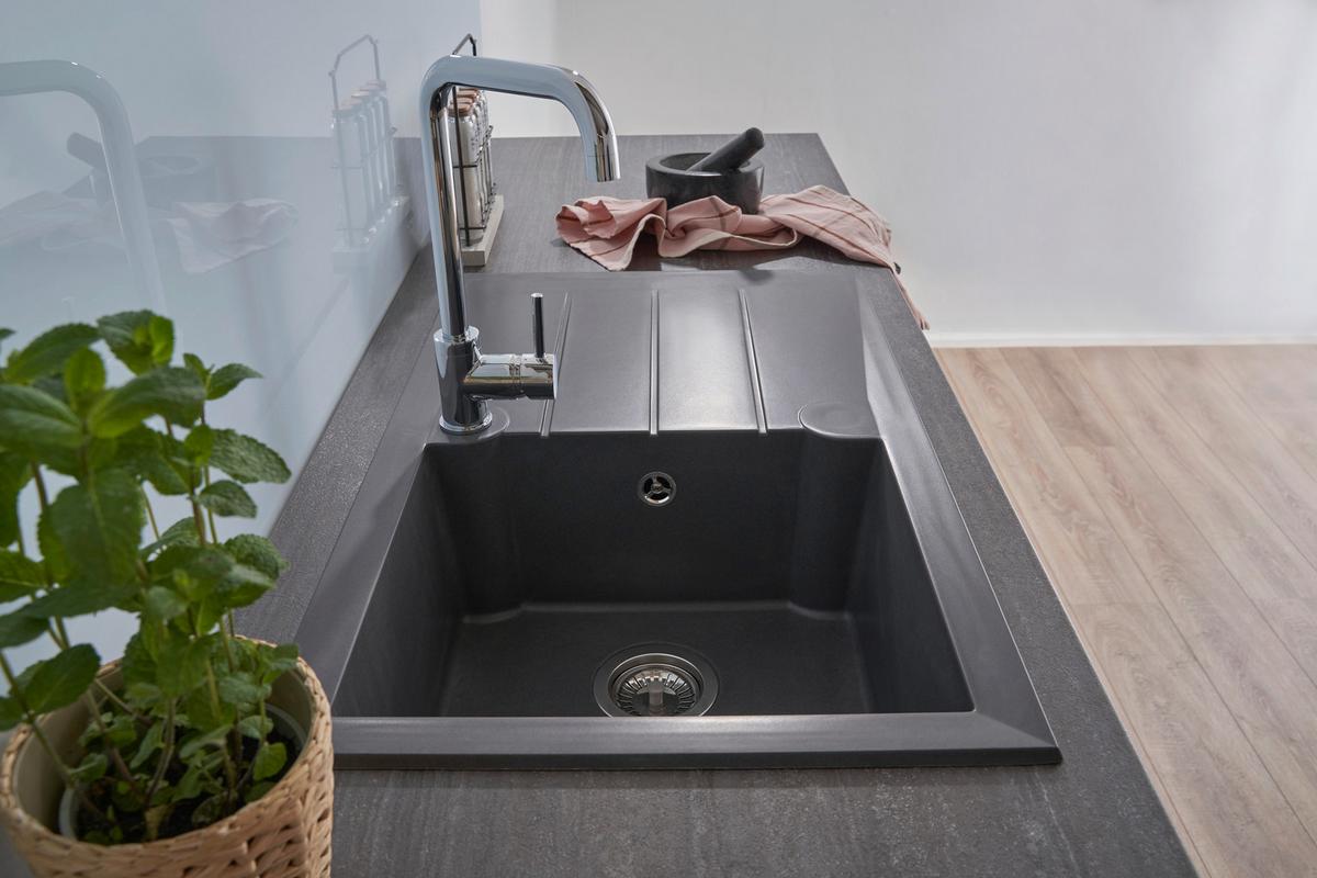 Spüle Alineo ca. 81x21x50 cm Dunkelgrau - Dunkelgrau, Trend, Stein (81/21/50cm) - Respekta