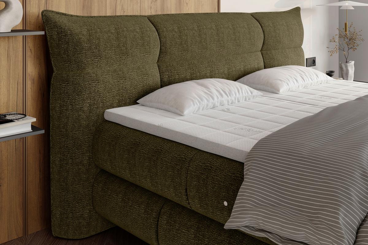 Boxspringbett Auris - Schilfgrün/Schwarz, Konventionell, Kunststoff/Textil (140/200cm) - Sembella
