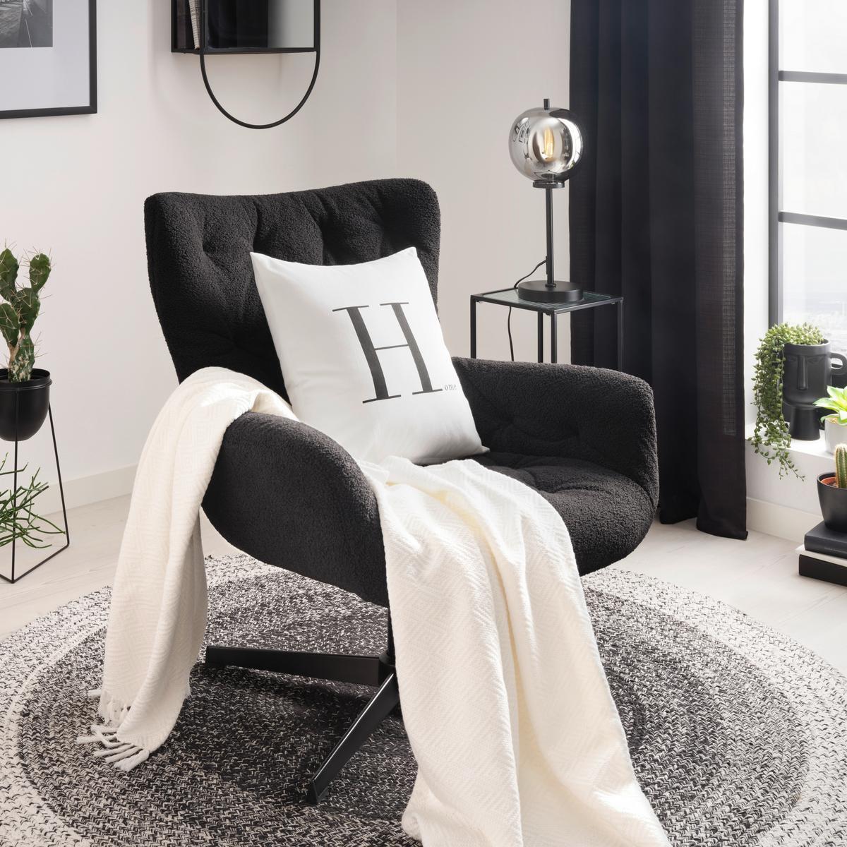 Drehstuhl in Schwarz - Schwarz, Modern, Holz/Textil (85/89/77cm) - Premium Living