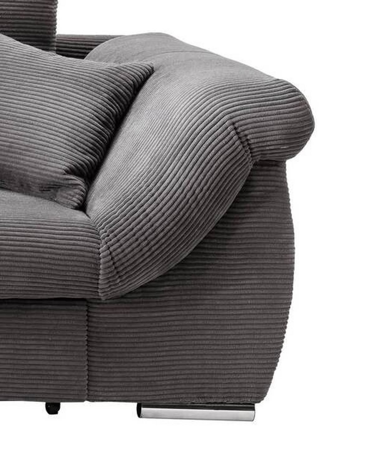 Wohnlandschaft Frederico Grau Cord - Chromfarben/Grau, MODERN, Holz/Textil (188/302cm) - MID.YOU