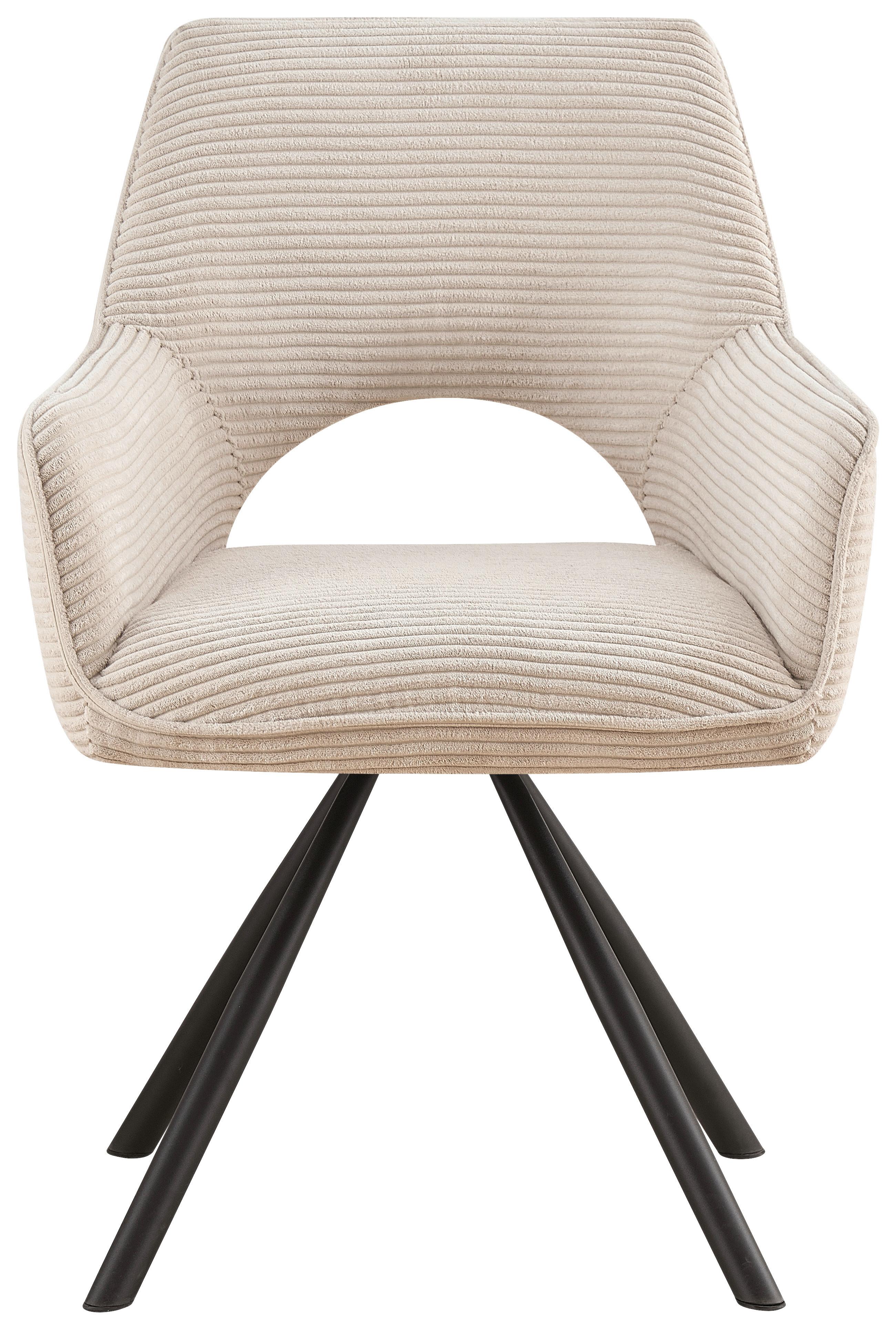 KRZESŁO Z PODŁOKIETNIKAMI JASON - kremowy/czarny, Design, metal/tkanina (60/85/63cm) - Hom`in