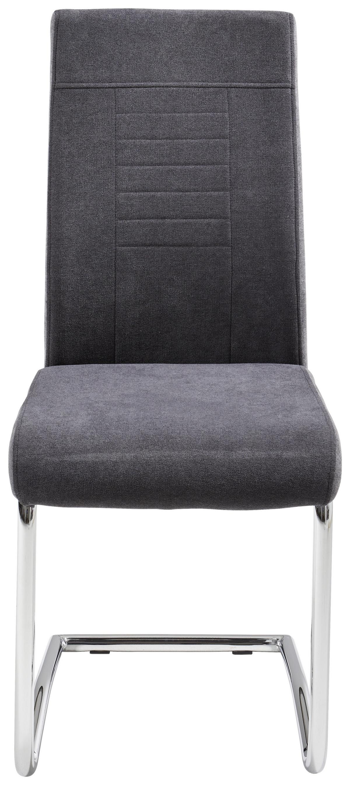 KRZESŁO NA PŁOZIE WERNER - antracytowy/szary, Design, metal/tkanina (43/98/60cm) - Carryhome