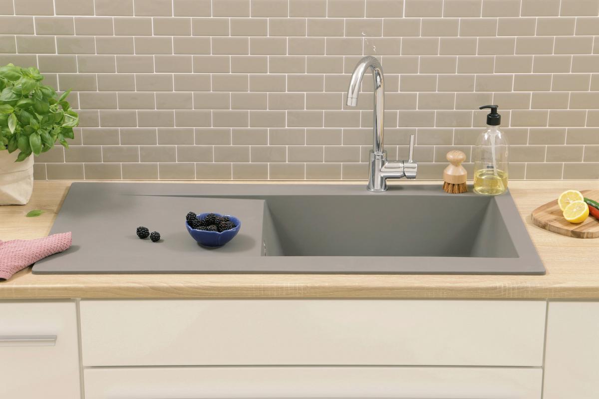 Spüle Respekta Denver 100X501BG Grau - Grau, Trend, Glas/Kunststoff (100/19,8/50cm) - Respekta