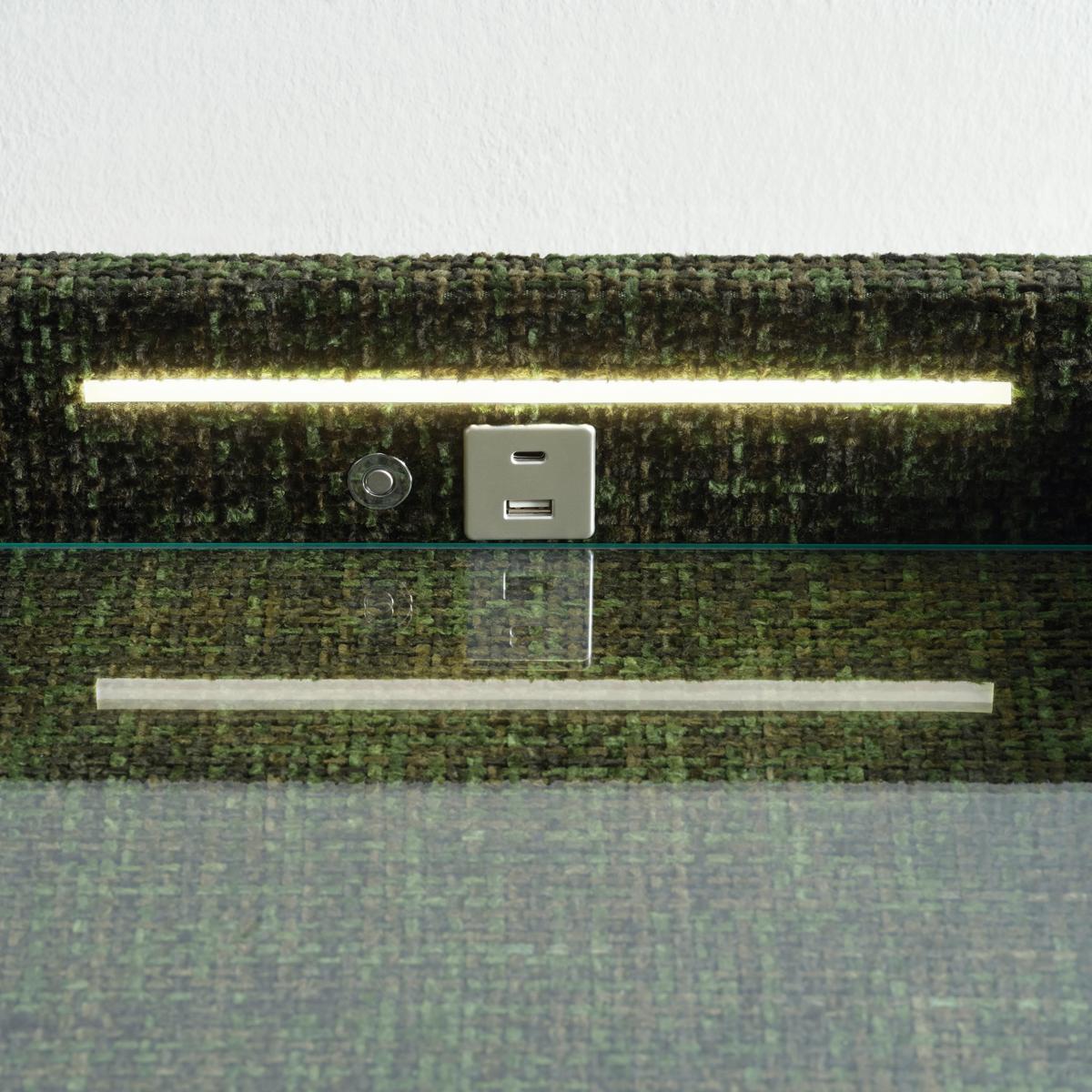 Nachtkästchen Moon Grün mit USB- und Typ C-Anschluss - Silberfarben/Schwarz, KONVENTIONELL, Holzwerkstoff/Kunststoff (47/61/46cm) - Premium Living