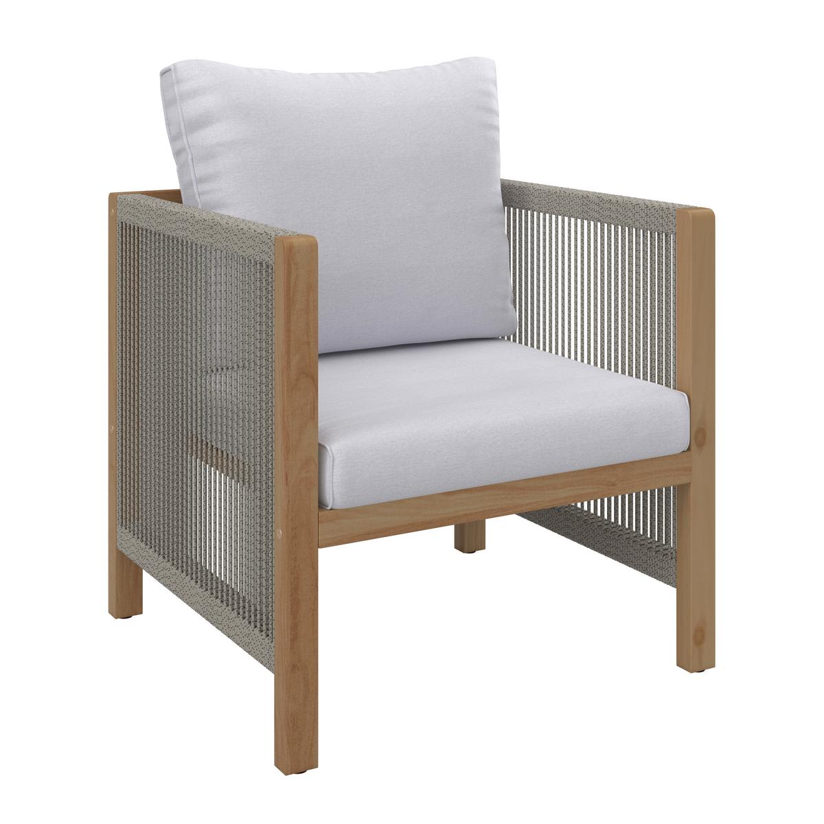 Loungegarnitur Effie Hellgrau Holz/Textil - Hellgrau, Modern, Holz/Kunststoff (124/64,5/63,5cm) - Bessagi Garden