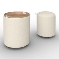 Hocker Set Melanie Bouclé Weiß - Weiß, MODERN, Holzwerkstoff/Textil (44cm) - Bessagi Home