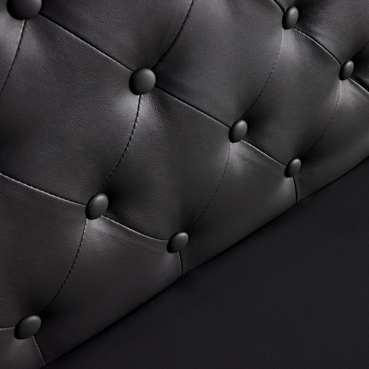 Sitzbank Ivie Schwarz Lederlook Gepolstert - Schwarz, MODERN, Holz/Textil (140/92/62cm) - Bessagi Home