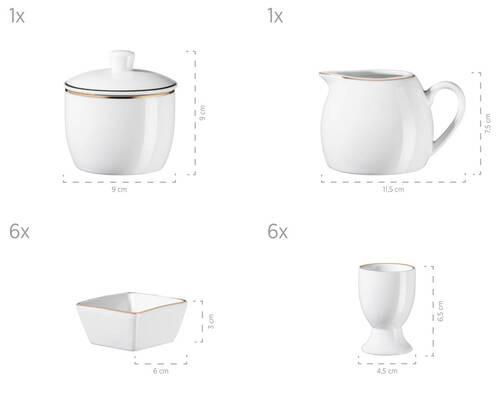 KOMBISERVICE 931735, GOLDRAND - Weiss/Goldfarben, Basics, Keramik (39/34/28cm) - Mäser