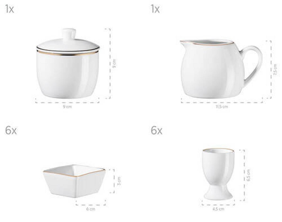 SET DE VAISSELLE 931735, GOLDRAND - Weiss/Goldfarben, Basics, Keramik (39/34/28cm) - Mäser