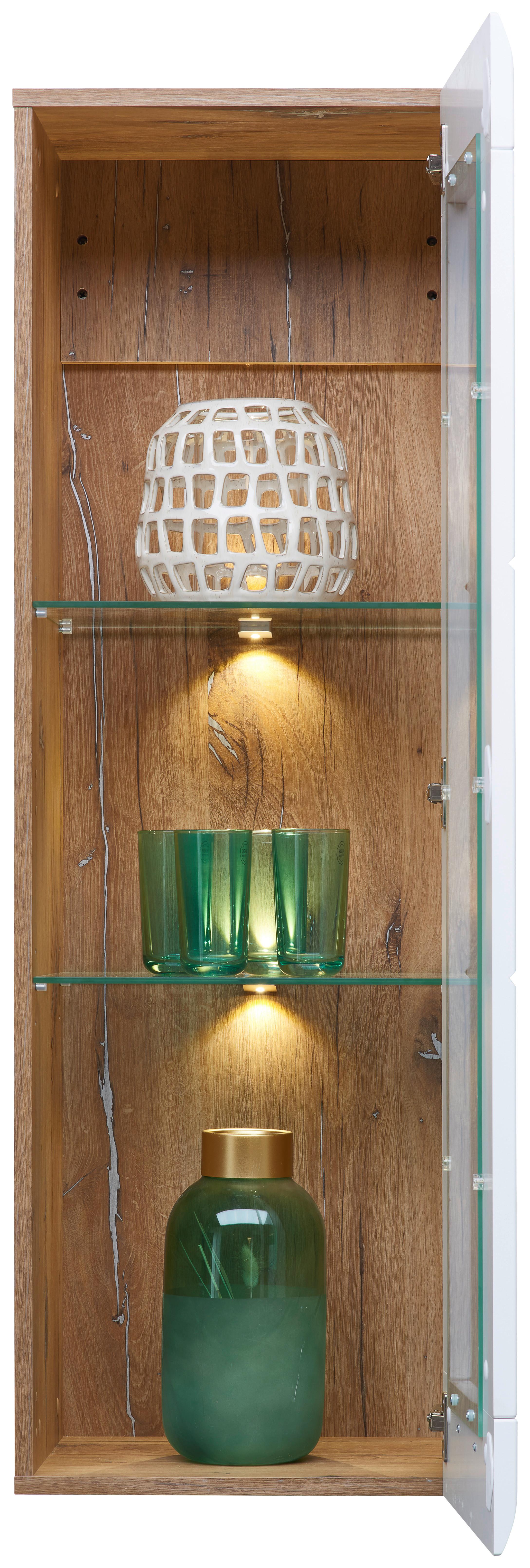 Viseća Vitrina Auris - bijela, Moderno, staklo/drvni materijal (40,3/123,4/37,1cm) - Modern Living