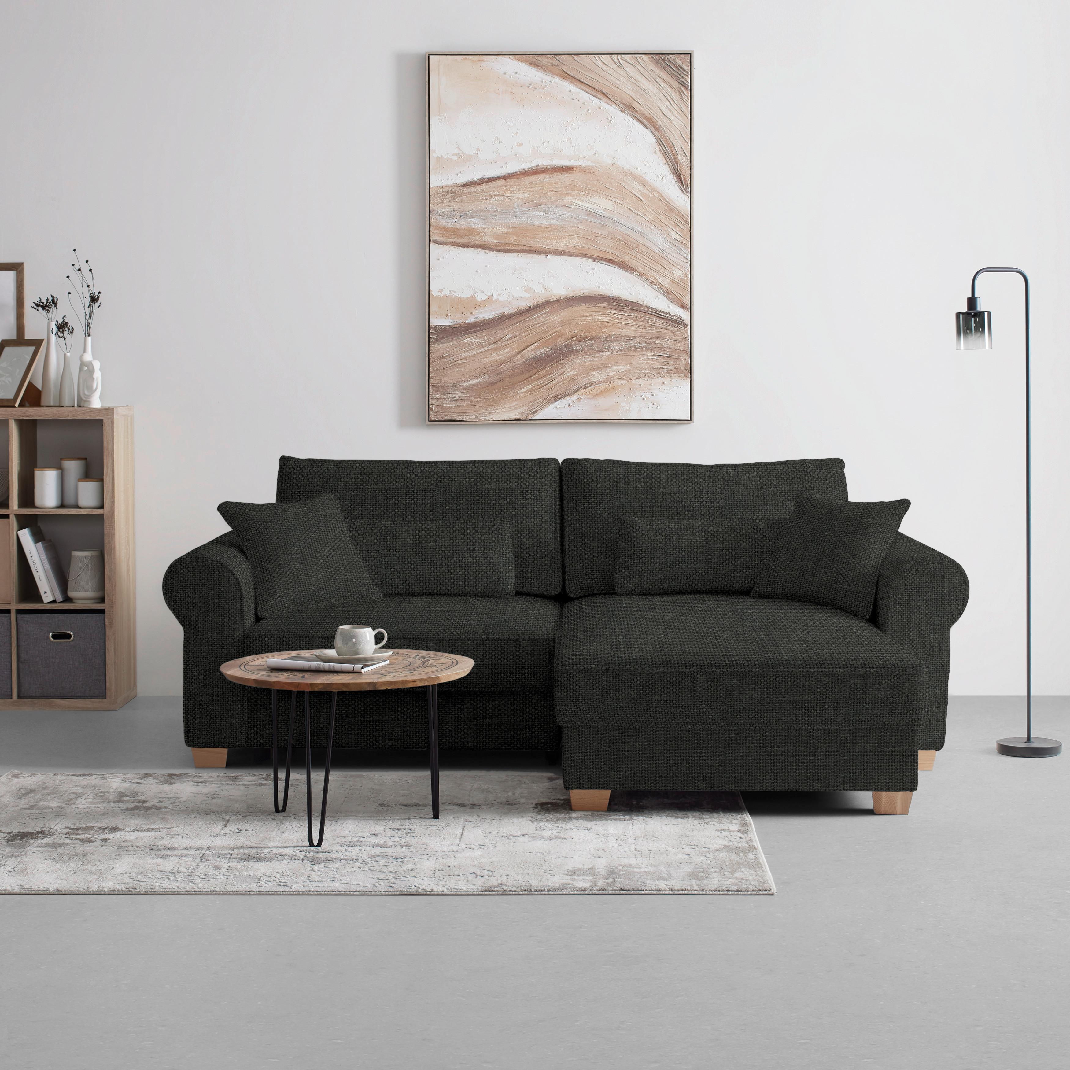 Wohnlandschaft Angelo Schwarz - Schwarz, MODERN, Holz/Holzwerkstoff (255/92/185cm) - Mömax