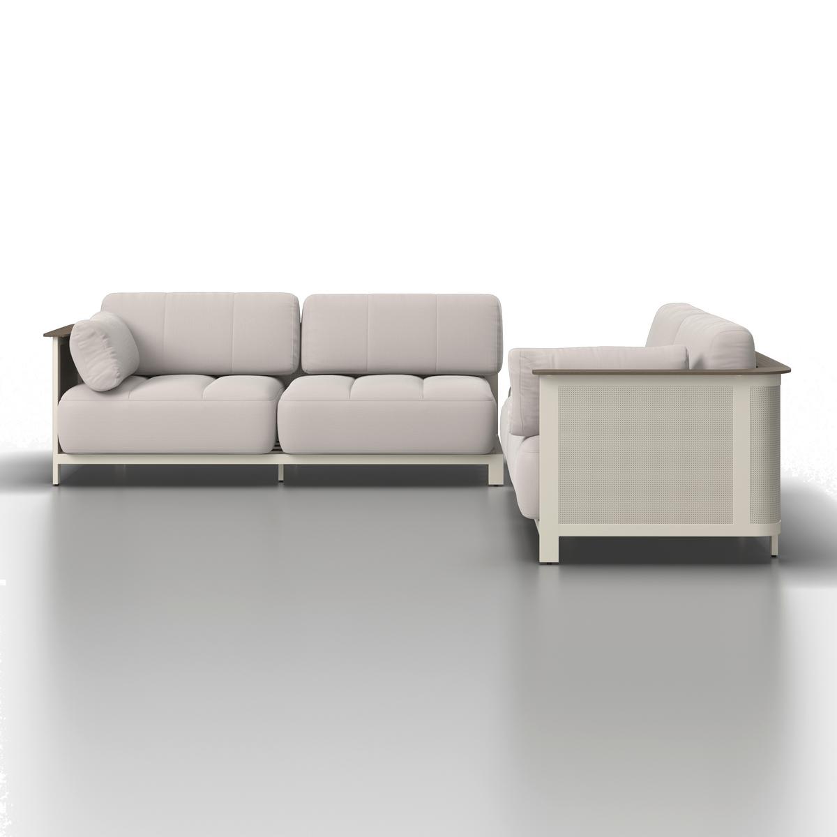ENSEMBLE LOUNGE MARA - Weiss/Dunkelgrau, Modern, Kunststoff/Textil (269/269cm) - Bessagi Garden
