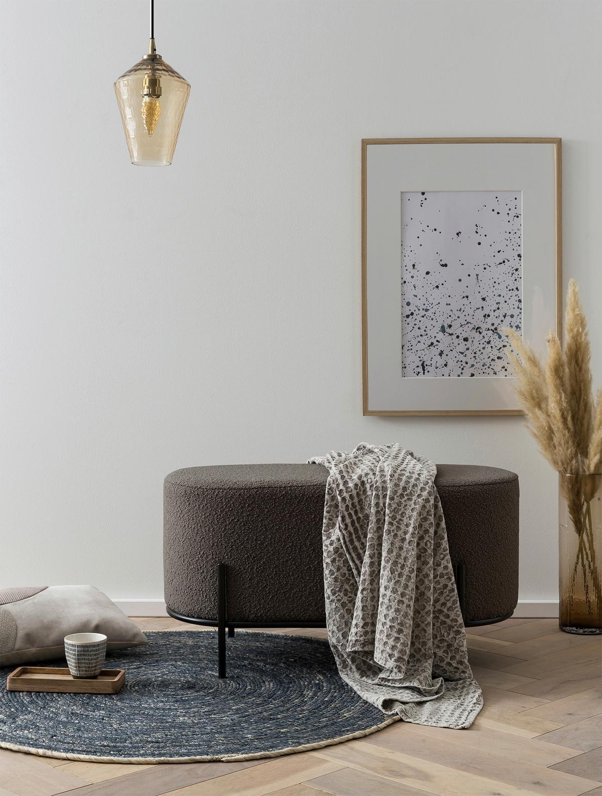 Tabure Bouclé, Antracit - črna/antracit, Moderno, kovina/tekstil (80/42/40cm) - Livetastic