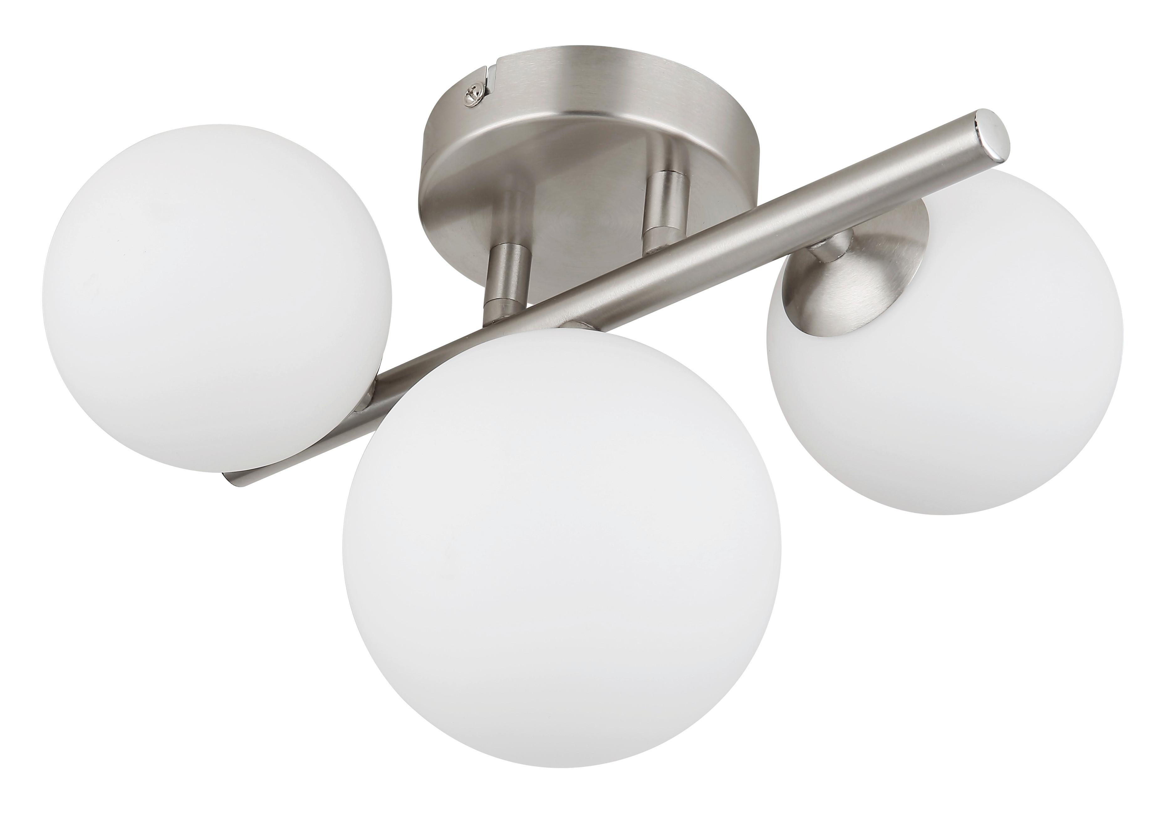 LED-Deckenleuchte Riha Opal/Nickelfarben max. 3,5 W - Opal/Nickelfarben, KONVENTIONELL, Glas/Metall (28,5/23,5/20,5cm) - Globo