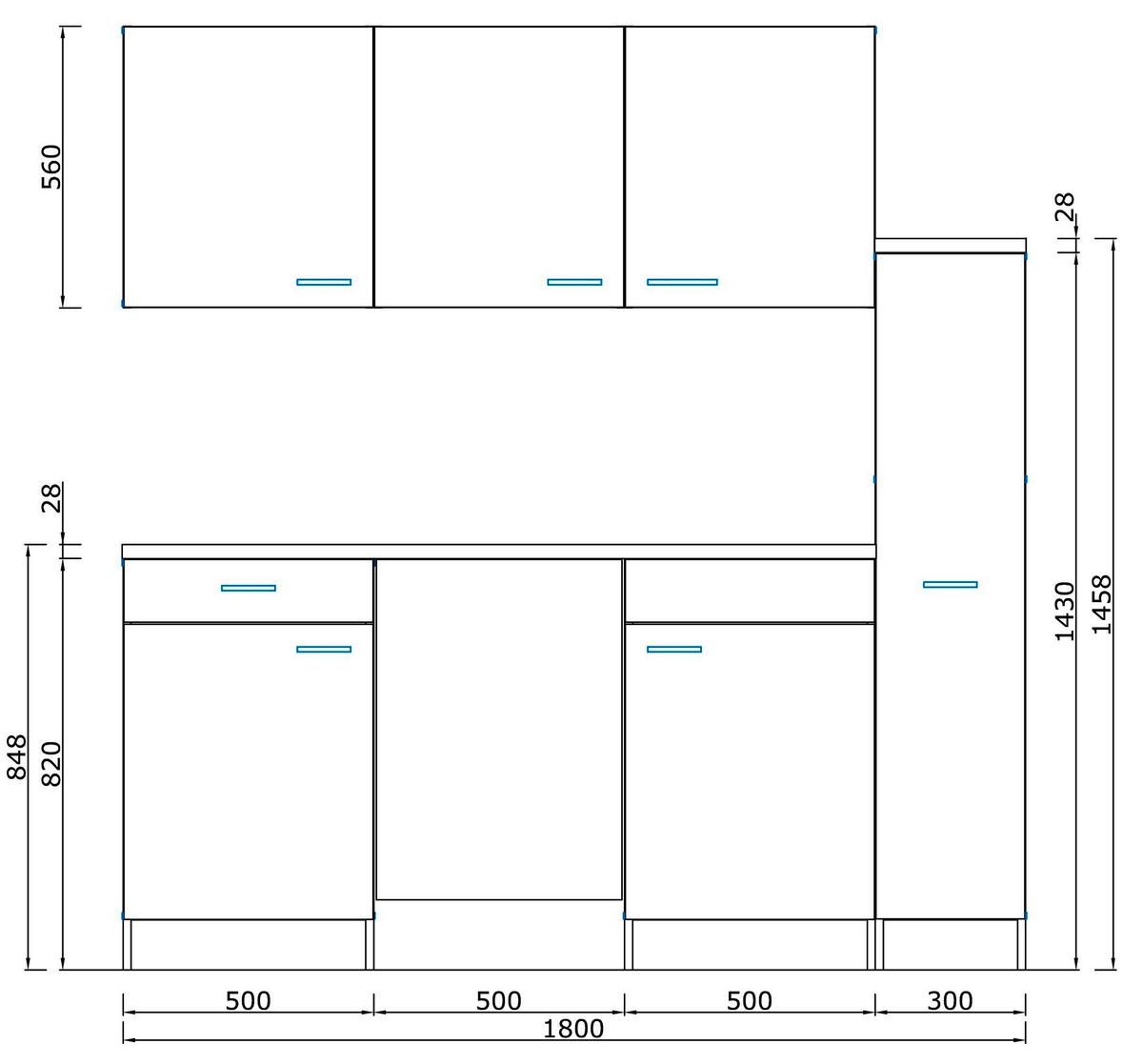 Kuhinjski Blok Z Aparati Economy, Barva Oreha, Siva - siva/bela, Basics, umetna masa/leseni material (180/200/60cm) - Respekta