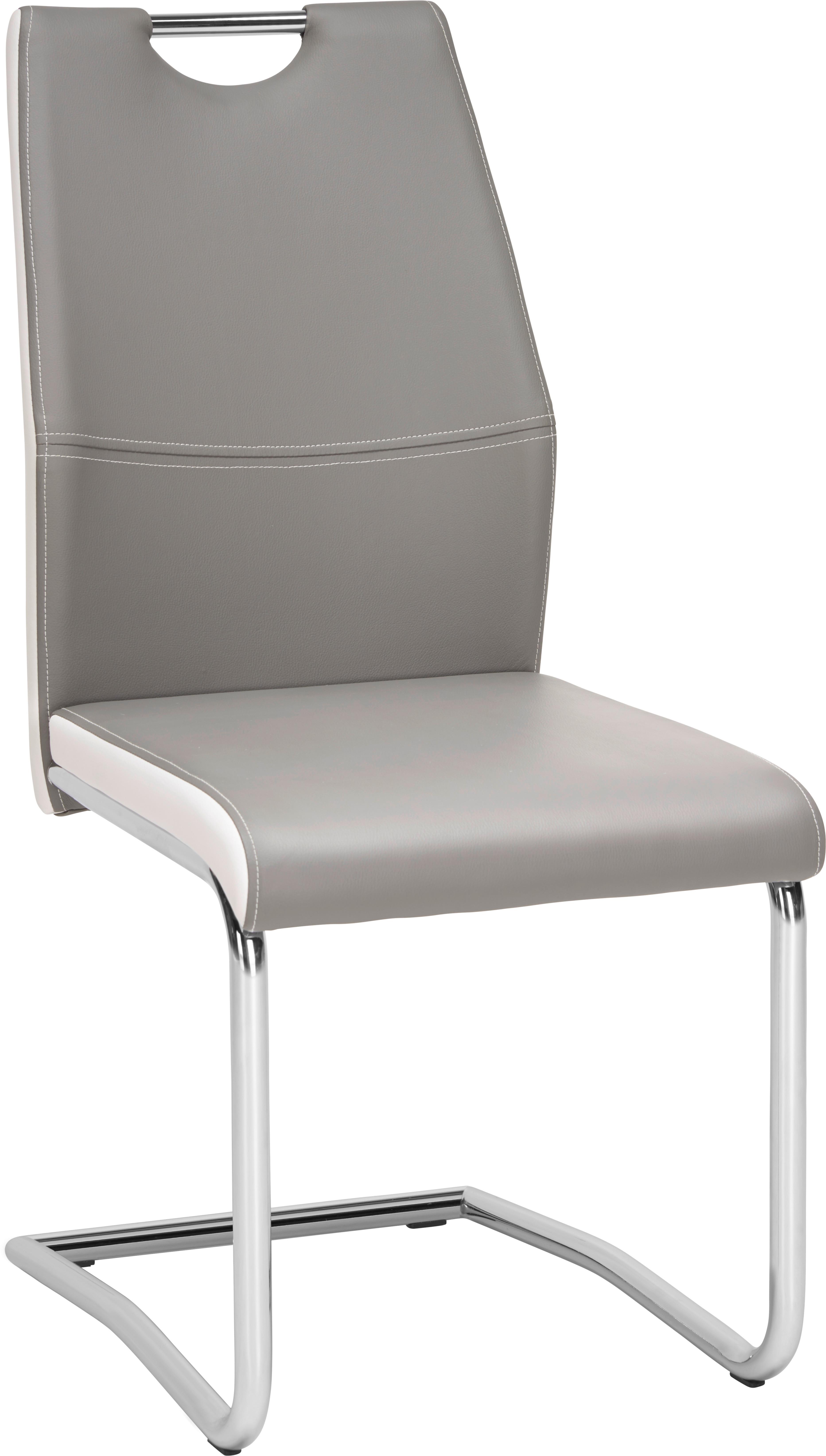 KRZESŁO NA PŁOZIE NORBERT - biały/szary, Design, metal/tkanina (44/97/60cm) - Carryhome