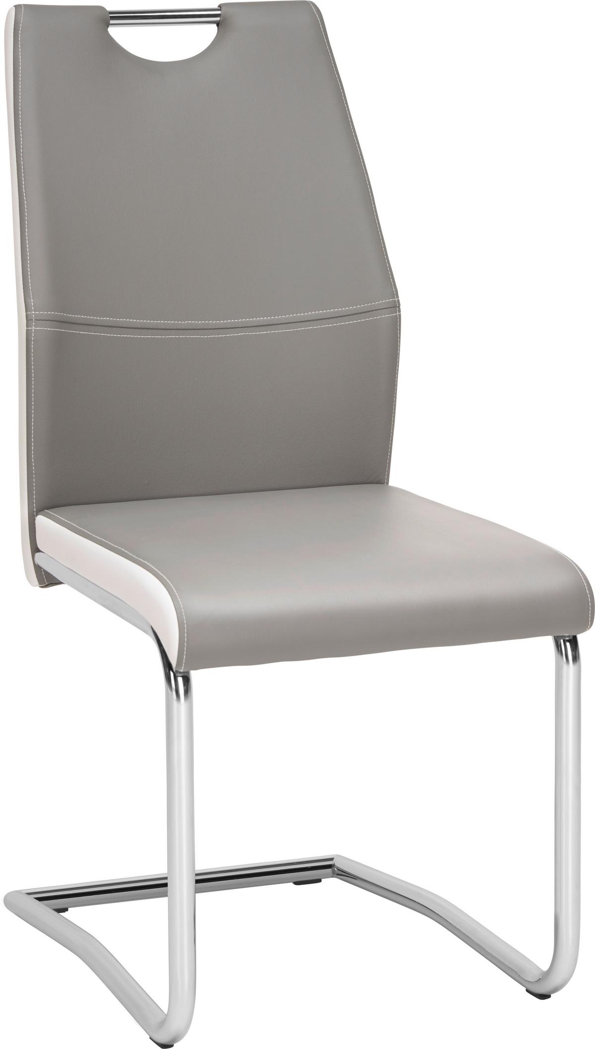 KRZESŁO NA PŁOZIE NORBERT - biały/szary, Design, metal/tkanina (44/97/60cm) - Carryhome