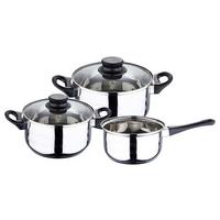 Kochtopfset Berta Edelstahlfarben, 5-teilig - Klar/Edelstahlfarben, KONVENTIONELL, Glas/Metall - Based