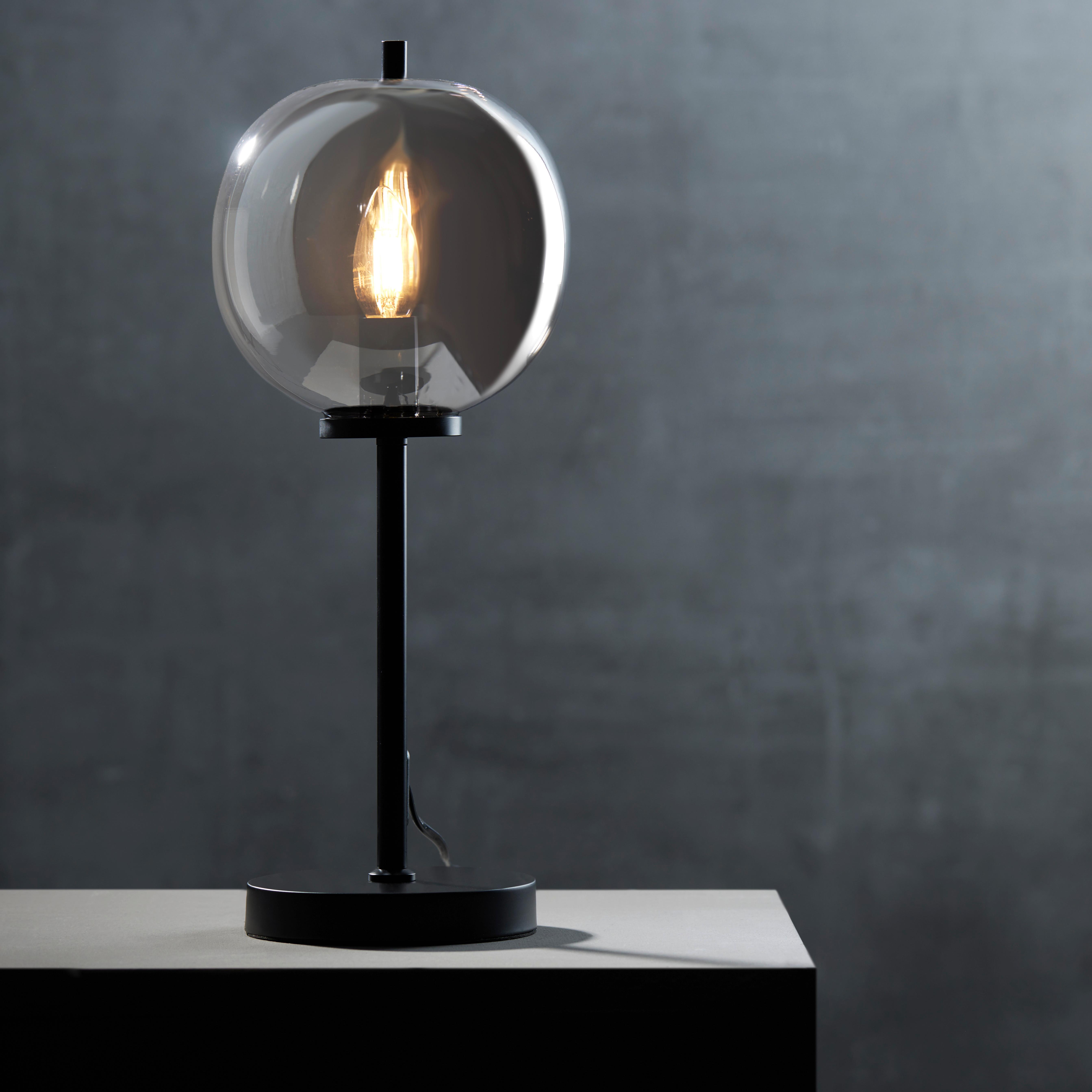 Tischleuchte Blacky in Grau max. 40 Watt - Schwarz/Grau, MODERN, Glas/Metall (18,5/45cm)