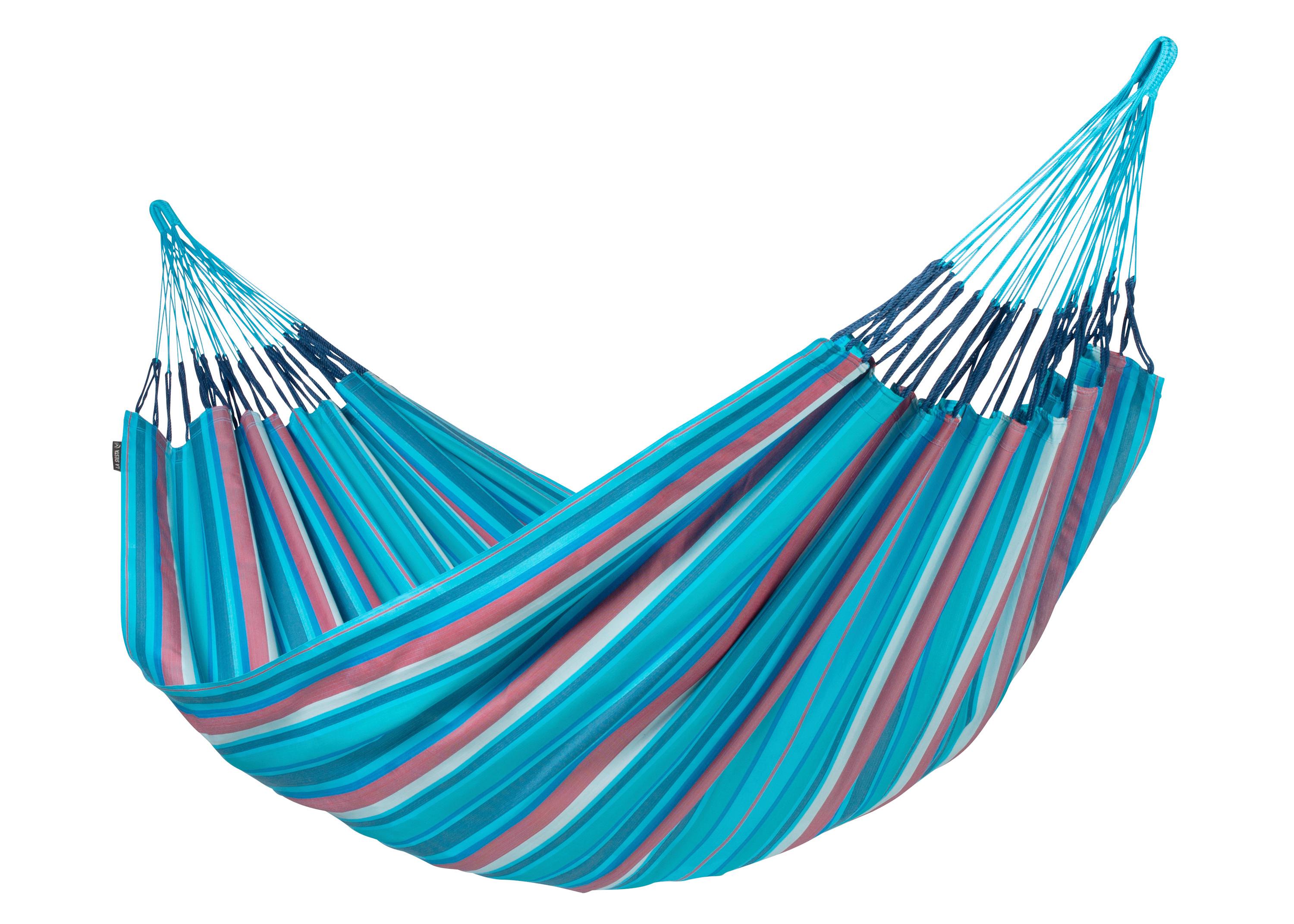 Hängematte Kingsize Hammock Outdoor Blau/Rot - Blau/Kirschrot, KONVENTIONELL, Textil (180/400cm) - La Siesta