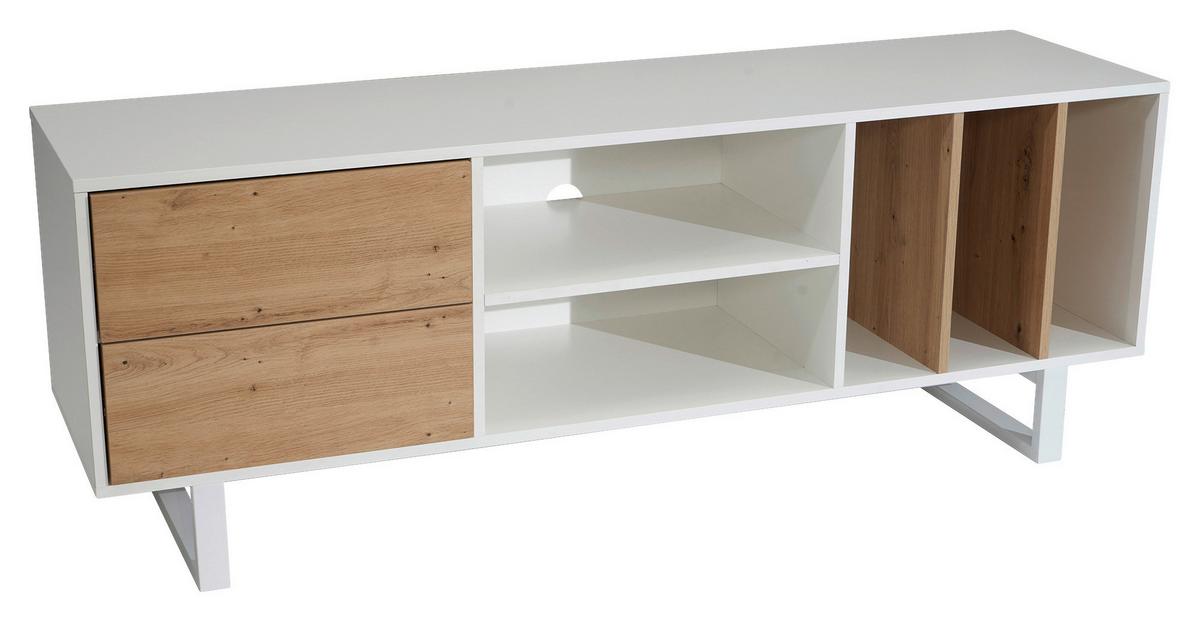 Nizka Omarica Wl6.812 - barve hrasta/bela, Design, kovina/leseni material (150/55/40cm) - Livetastic