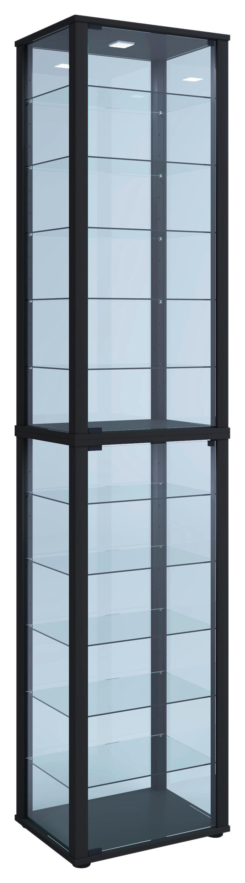 Vitrina Kavisa, Črna - črna, Moderno, umetna masa/steklo (50/227/38cm) - MID.YOU