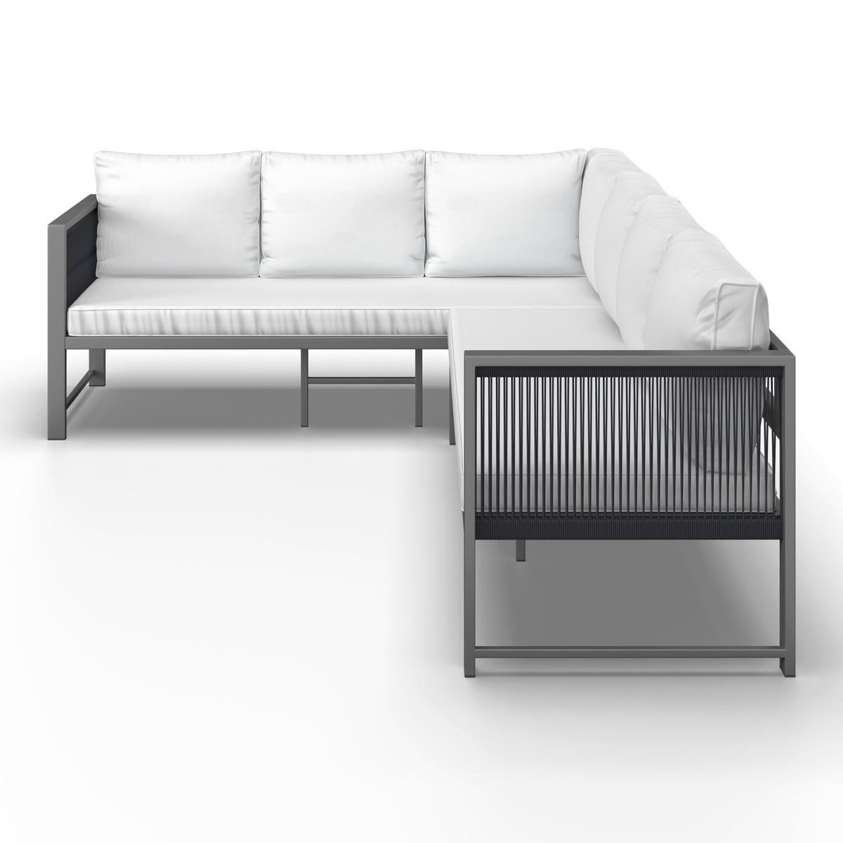 DiningLoungeset Pergolina Weiß Metall/Outdoorstoff +Abdeckung - Schwarz/Weiß, MODERN, Kunststoff/Textil (194/245cm) - Bessagi Garden