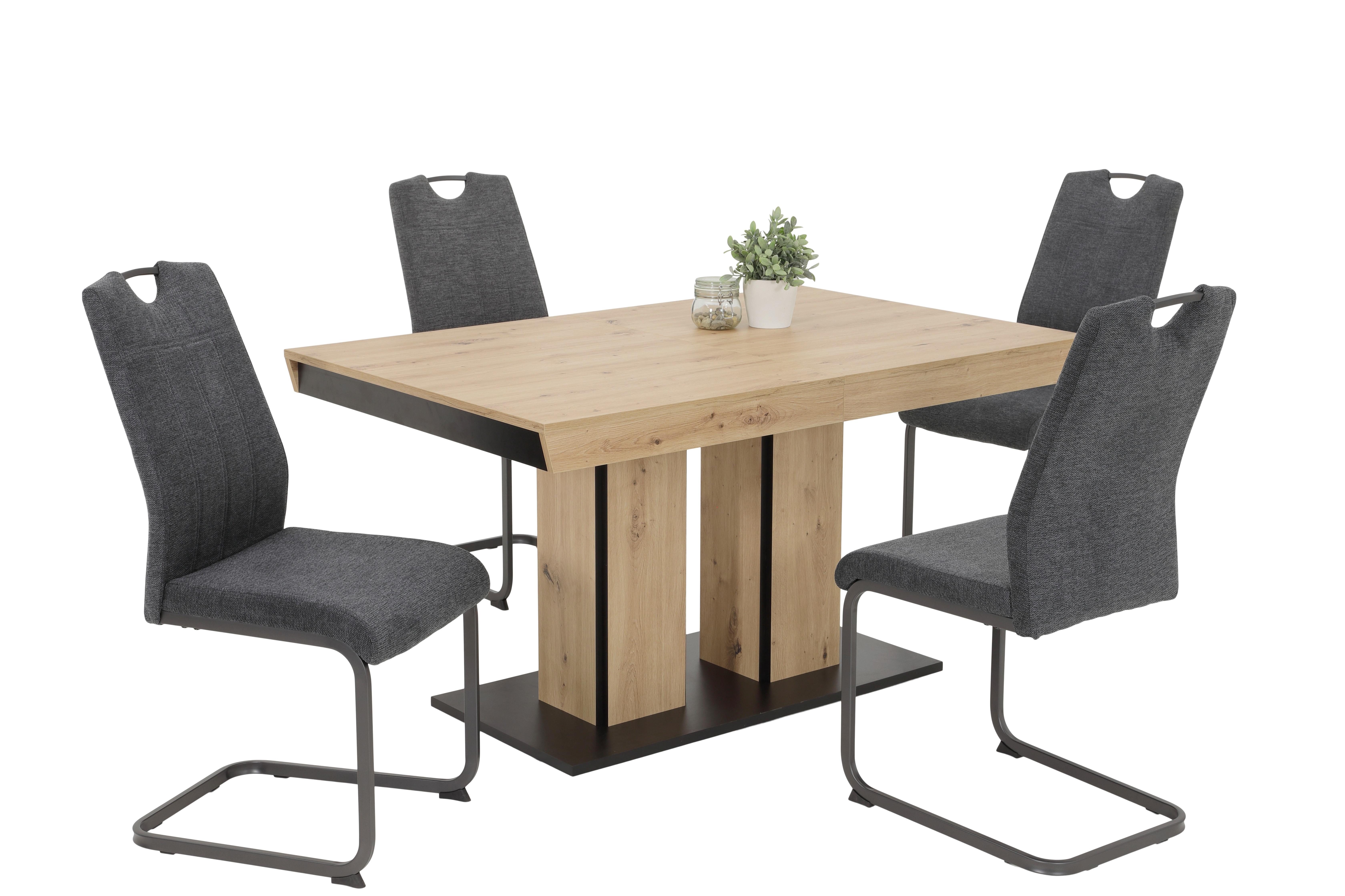 TISCHGRUPPE BRITTA I G - Anthrazit/Eiche Artisan, MODERN, Holzwerkstoff/Textil (140-220/76/90cm) - MID.YOU