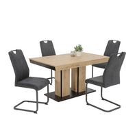 TISCHGRUPPE BRITTA I G - Anthrazit/Eiche Artisan, MODERN, Holzwerkstoff/Textil (140-220/76/90cm) - MID.YOU