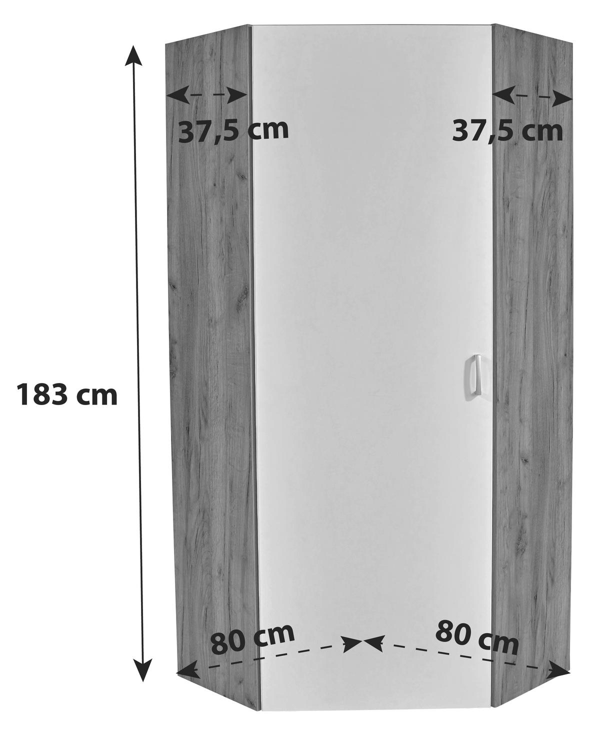 Dulap Tio - alb/culoare lemn stejar, Modern, material pe bază de lemn (80/80cm) - Modern Living