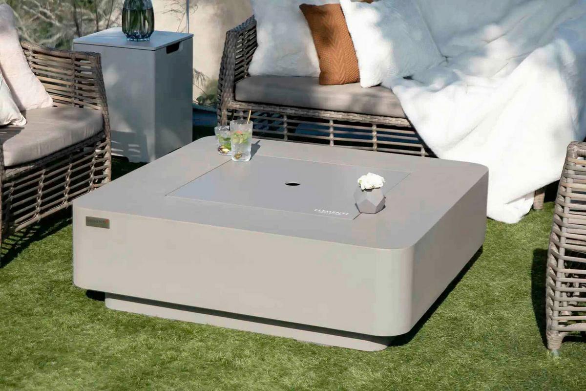 Feuerstelle Lucerne Hellgrau - Hellgrau, KONVENTIONELL, Stein/Metall (107/35/107cm) - Gardenson