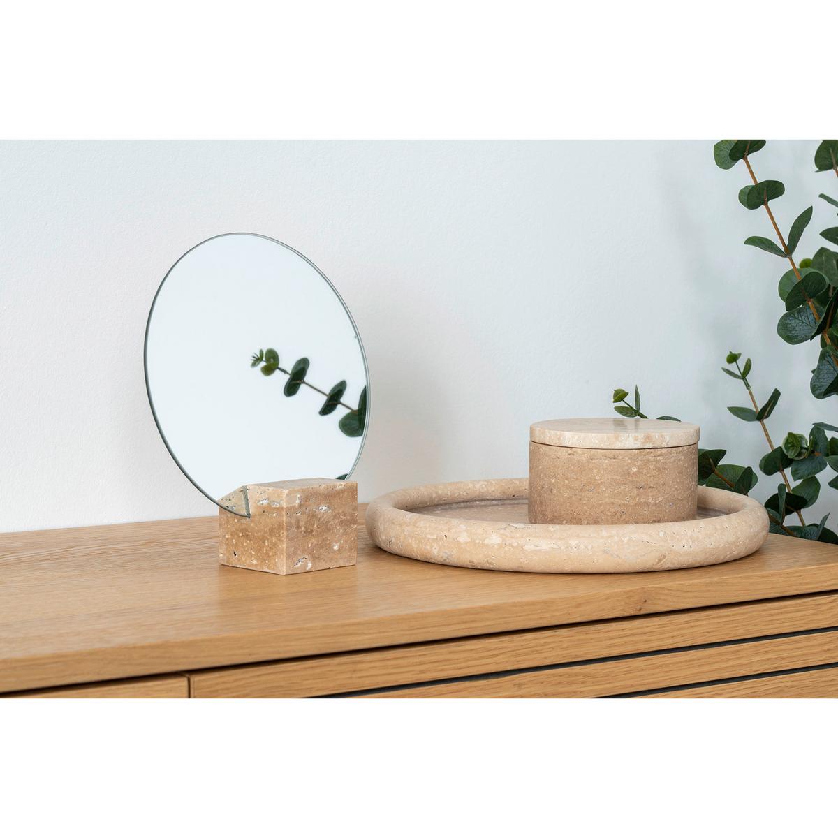 Serviertablett Tray Beige - Beige, Design, Stein (25.5/2.5/25.5cm)
