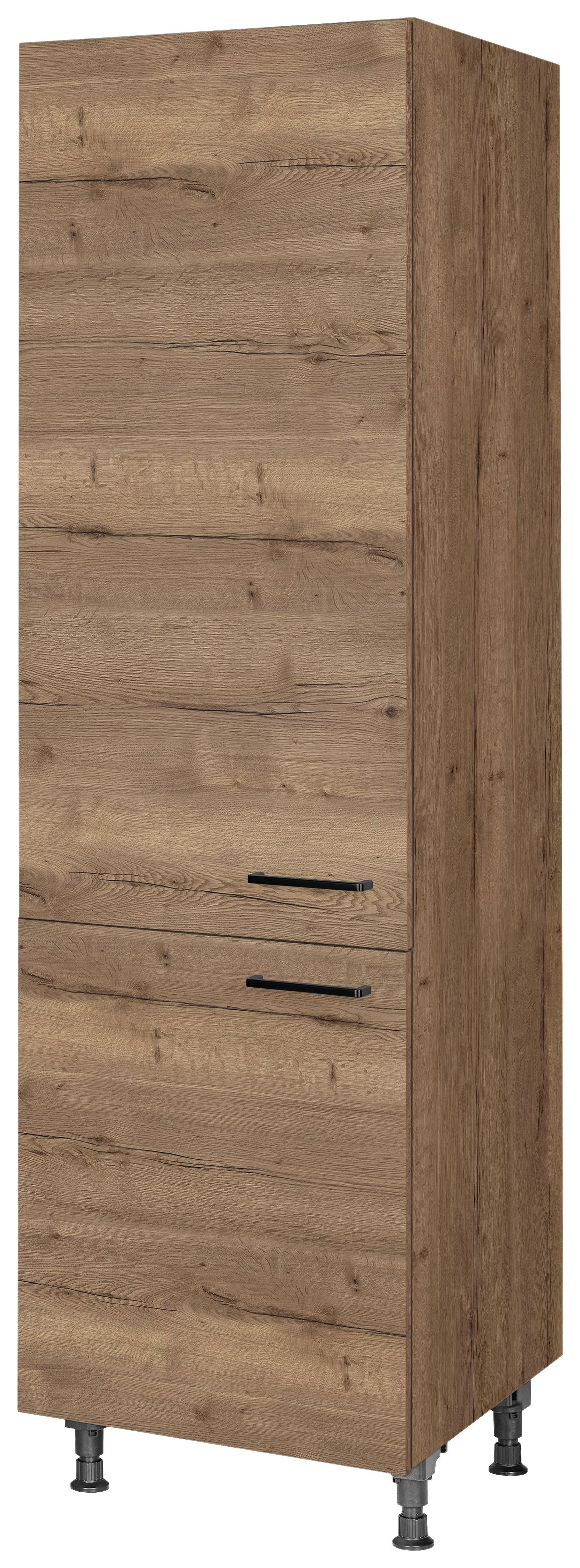 Geschirrschrank Structura Eiche dunkel - Eiche dunkel/Schwarz, MODERN, Holzwerkstoff/Metall (60/216,6/58cm) - Nobilia
