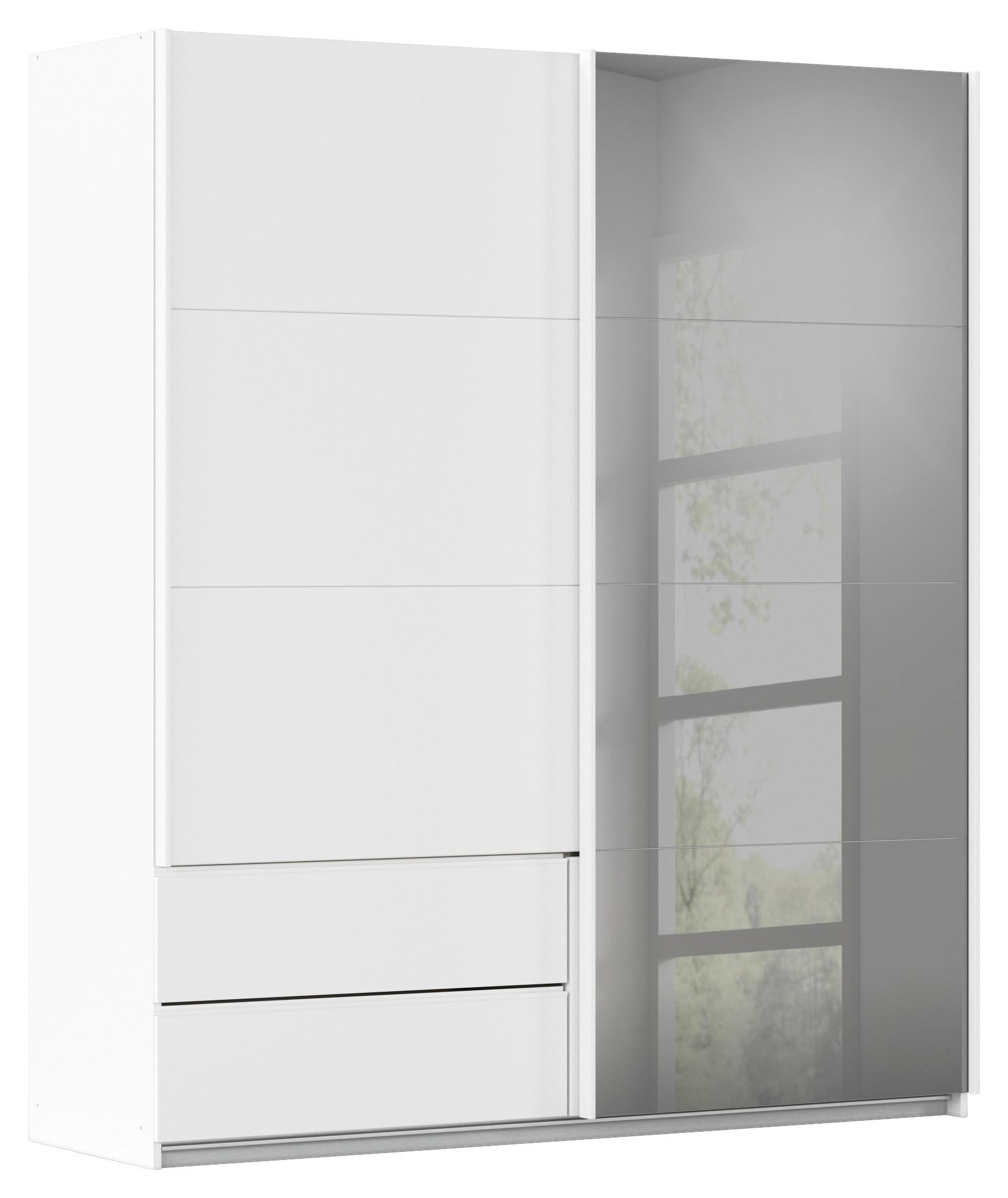 Schwebetürenschrank Elara in Weiß - Weiß/Grau, KONVENTIONELL, Holzwerkstoff (181/210/62cm) - Premium Living