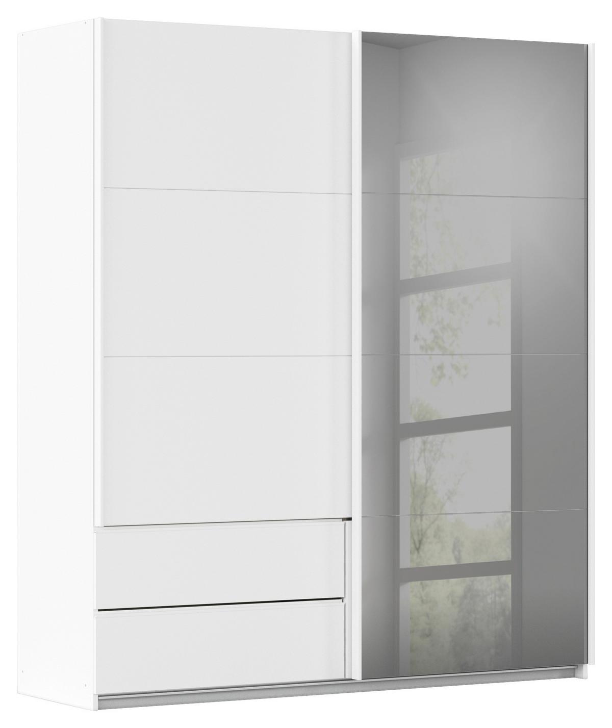 Schwebetürenschrank Elara in Weiß - Weiß/Grau, KONVENTIONELL, Holzwerkstoff (181/210/62cm) - Premium Living