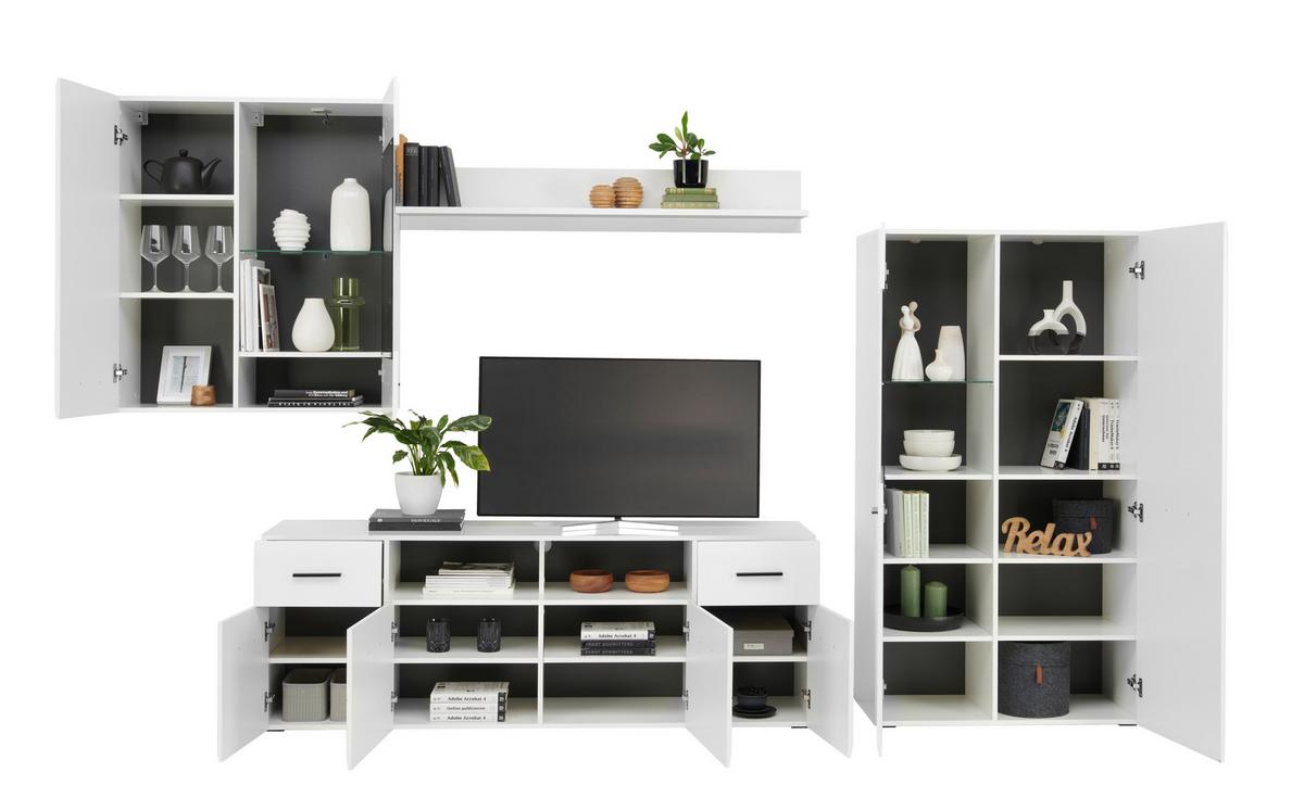 Tv-element Avanti, Bela - bela/antracit, Moderno, umetna masa/leseni material (180/63,7/41,6cm) - Hom`in