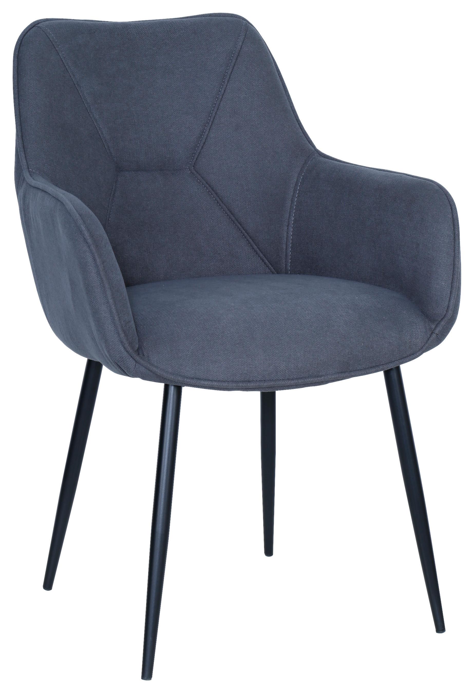Scaun cu brate ELENA - negru/gri, Modern, lemn/metal (57/85/60cm) - Mömax