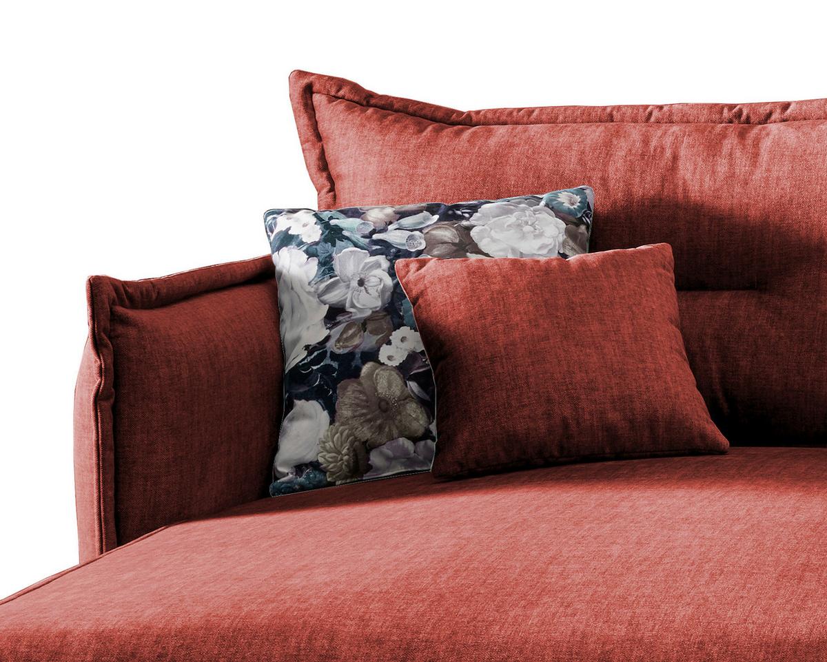 Wohnlandschaft Lava Koralle Velours - Türkis/Koralle, MODERN, Textil/Metall (180/255cm) - Livetastic