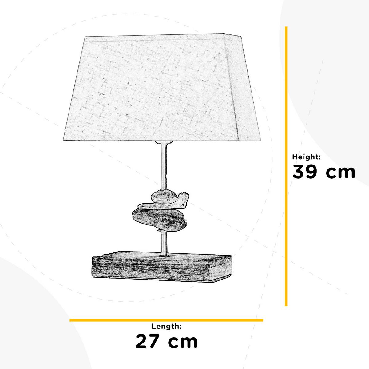 Tischleuchte Seregon Weiß max. 22 Watt - Schwarz, Natur, Textil/Stein (27/10/39cm)