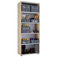 SCHUHSCHRANK VANDOL I 5 OT - Schwarz/Sonoma Eiche, Design, Holzwerkstoff/Kunststoff (71/180/37cm) - MID.YOU